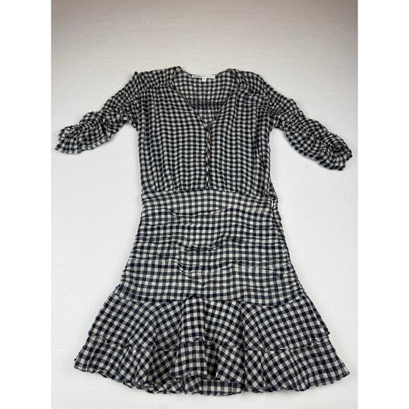 Veronica beard Campbell gingham ruched dress size women’s 6 - Picture 2 of 9